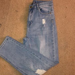 Distressed Fashion Nova High Waist Boyfriend Jeans
